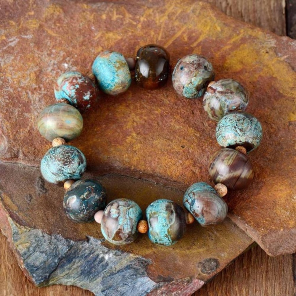 Handmade round bead natural stone bracelet Jasper